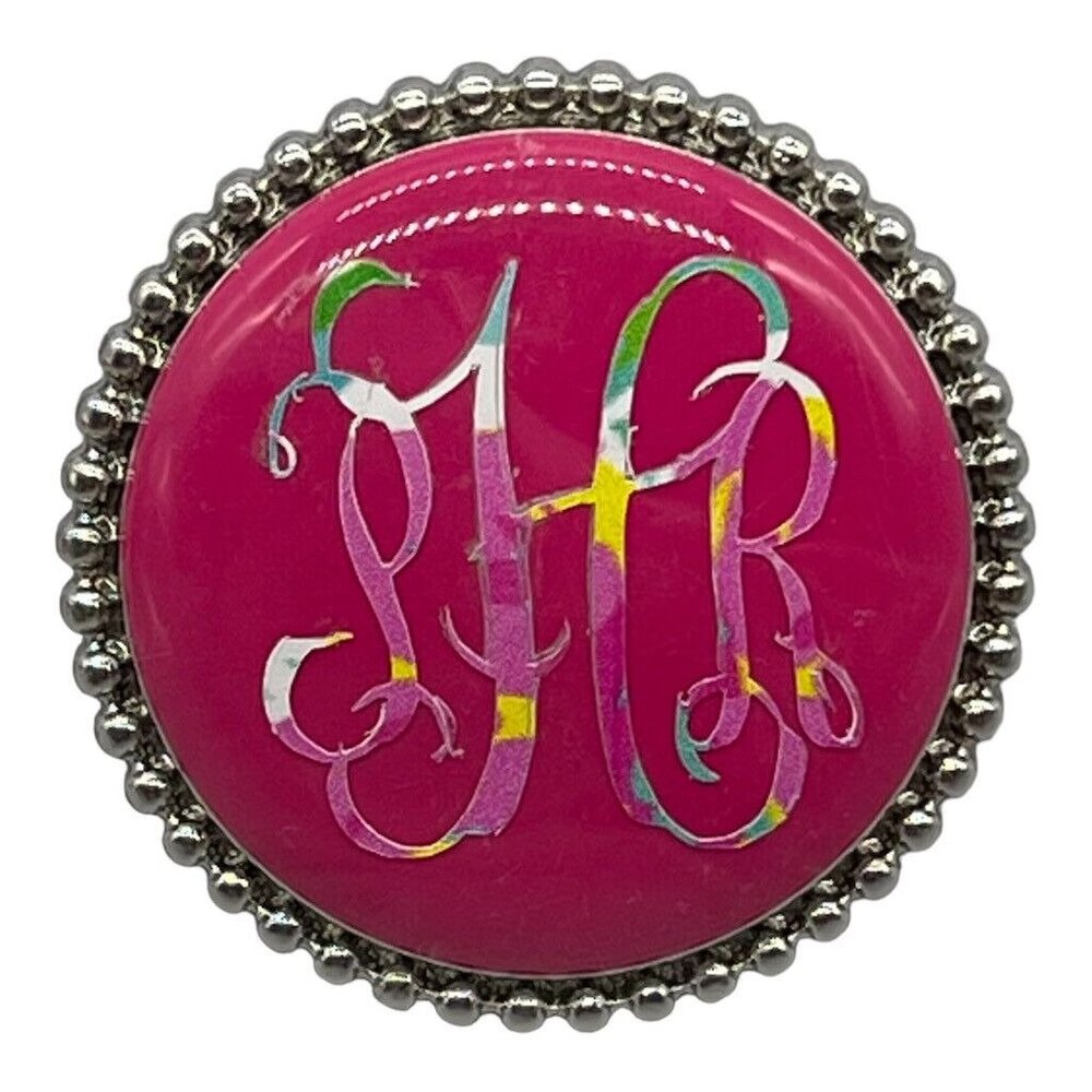 Lindsay Phillips Interchangeable Snaps Willow SNAP097 Monogram Pink - Picture 2 of 5